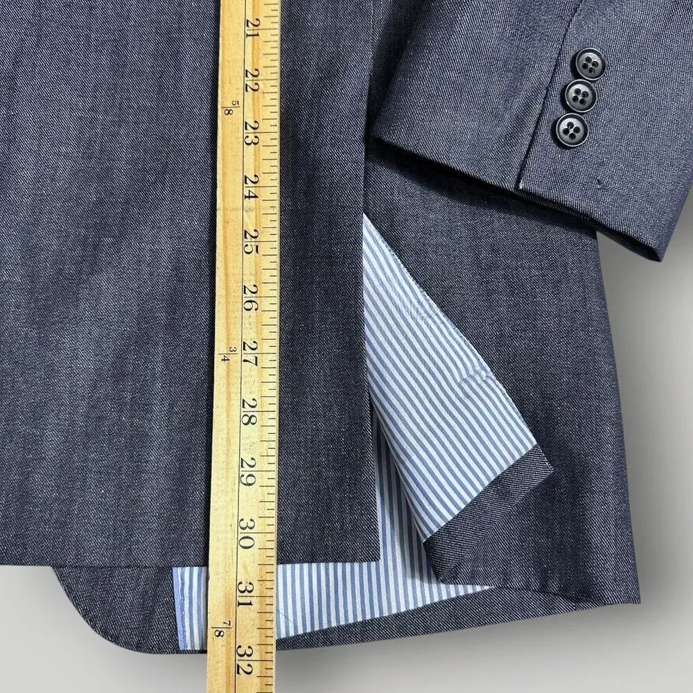 BANANA REPUBLIC Tailored fit Mens Blazer 44R Sport Coat Jacket WOOL/LINEN Navy